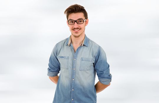 young happy casual man portrait, studio picture