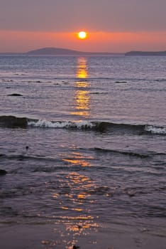 beal beach near ballybunion on the wild atlantic way ireland with a beautiful red sunset