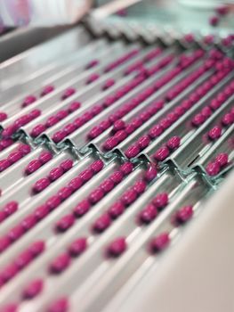 Pink Medical Pills in production Line