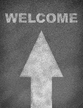 Asphalt road texture with arrow and word welcome. Business concept