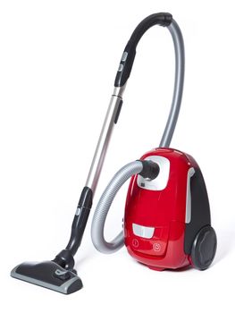 Red Vacuum Cleaner isolated on white background