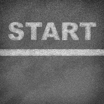 Asphalt road texture with line and word start. Business concept
