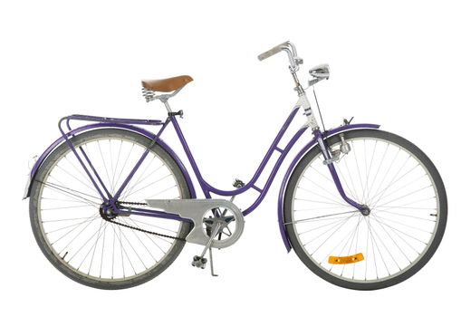 Purple Old fashioned bicycle isolated on white background