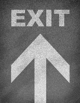 Asphalt road texture with arrow and word exit. Business concept