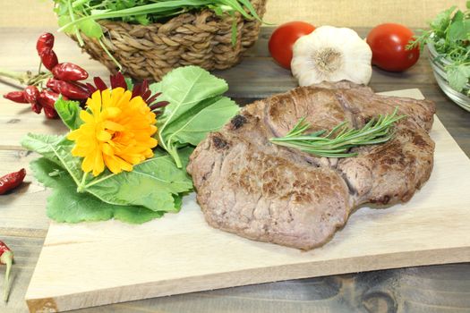 Entrecote and Wild herb salad with rosemary