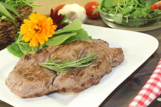 fresh Entrecote and Wild herb salad with rosemary