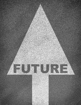 Asphalt road texture with arrow and word future. Business concept