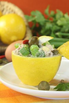 stuffed Lemons with tuna cream, chili pepper and parsley