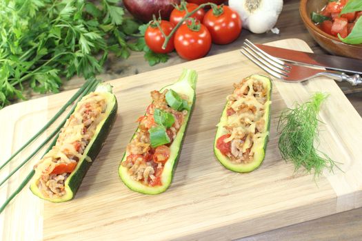 delicious stuffed zucchini with ground beef and cheese