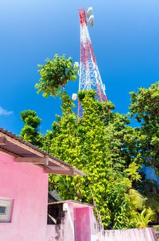 Colourful homes of tropical island.