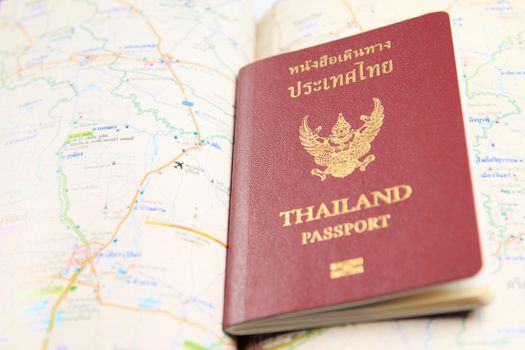 Thailand passport with map
