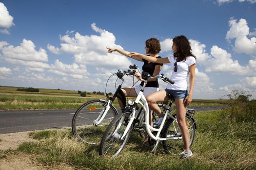 Young woman riding a bicycle