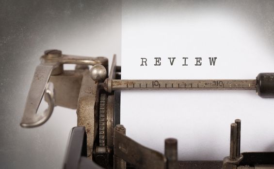 Vintage inscription made by old typewriter, Review