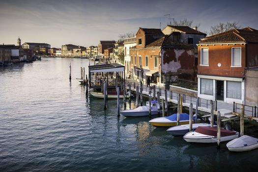 Cityscape of the famous Canale degli Angeli (Angels' canal) in Murano, Venice, Italy