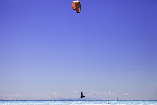 Kitesurfers in the beach of Rosignano, Italy