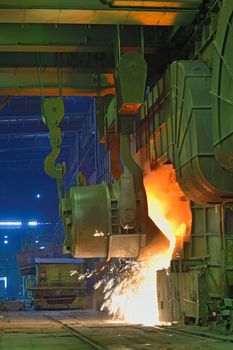 melting ladle inside of steel plant