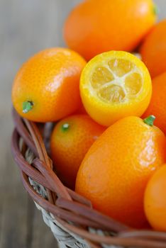a slice kumquat in basket