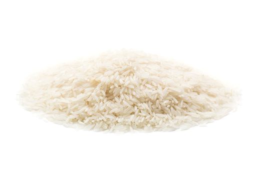 rice on a pile isolated on white background