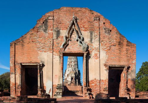 Ratburana temple the historic temple in Ayutthaya, Thailand.