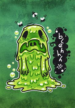 Cartoon Nausea Monster. Illustration for poster or postcard.