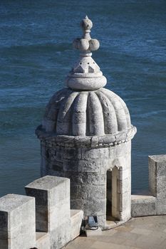 Details of the fortified tower of Belem in Lisbon, Portugal