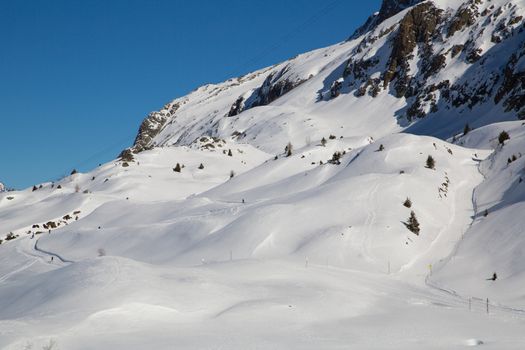 Mountain around the Oz en Oisans Station in the French Alps