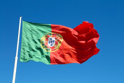 The big national flag of Portugal at the Eduardo vii park in Lisbon
