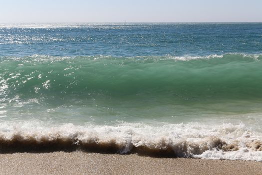 The wild beach of Nazare in Portugal 