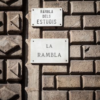 The famous Barcelona (Spain) landmark - La Rambla Avenue