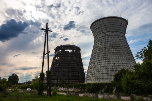 Cooling towers of the cogeneration plant in Kyiv, Ukraine.