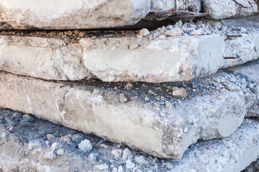 Heap of old and damaged concrete blocks.