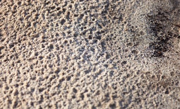 Sand surface after the rain with the visible traces of the raindrops