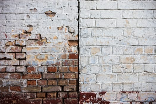 Old whitewashed brick walls with rich texture.