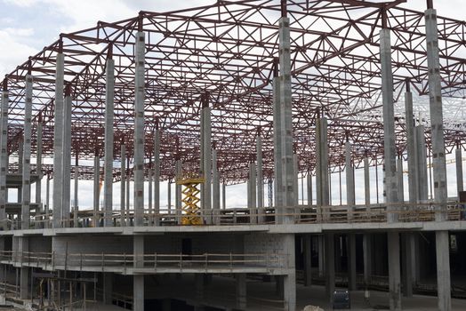 Construction site. Framework of the new building.