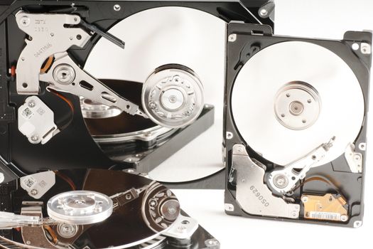 details of hard disk drive opened with evidence of the internal disk
