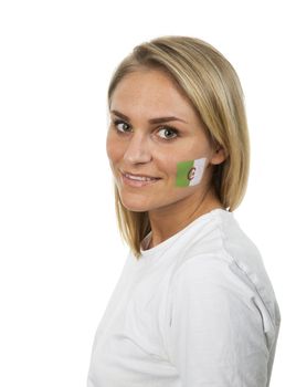 Young Girl with the Algerian flag painted on her cheek
