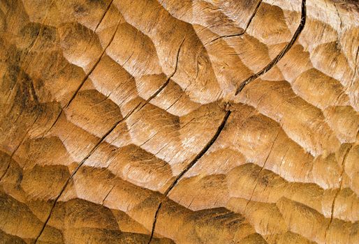 abstract background or texture ocher chiseled wood