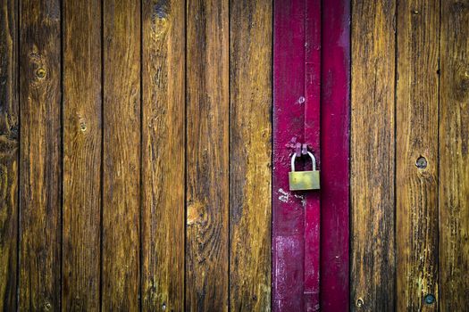 abstract background or texture locked wooden door