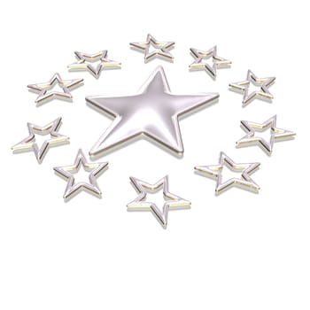 Stars. Isolated on white. Three dimensional render.