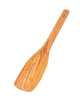 long-handle ladle made from teak isolated on white background