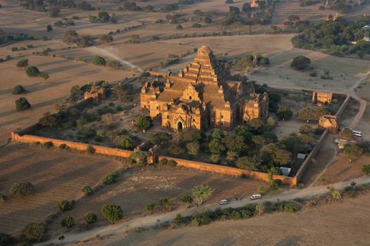 Aerial view of the Dhammayangyi Temple in the ancient city of Bagan in Myanmar (Burma). It is the largest of all the temples in Bagan. The Dhammayan as it is popularly known was built during the reign of King Narathu (1167-1170).