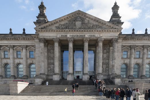 people waiting for entrance to the reichstag, the parliament from germany