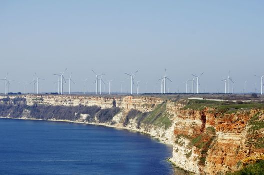 Photo of the Black Sea Landscaping View With Windmills