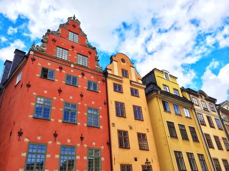 Colorful buildings in Gamla Stan, the old center of Stockholm.