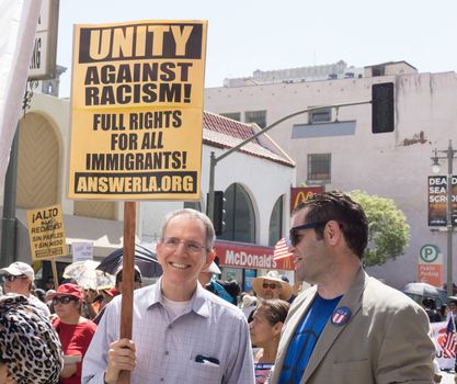 LOS ANGELES, CA/USA - MARCH 28, 2015:  Unidentified participants in an immigration reform rally in the United States.