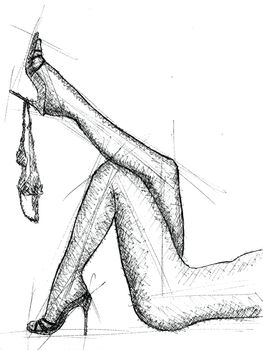 Hand pen drawn sketch illustration of female foot