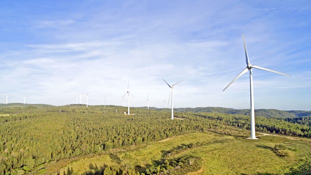 Aerial from windmills in the countryside from Portugal
