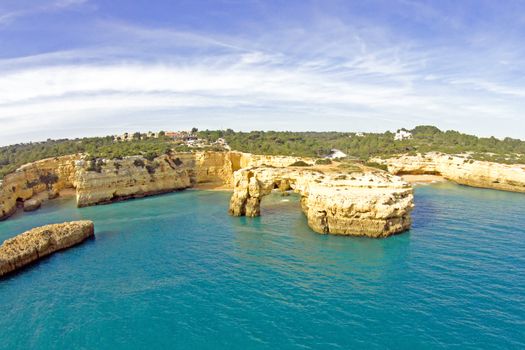 Aerial from Praia Albandeira in the Algarve Portugal