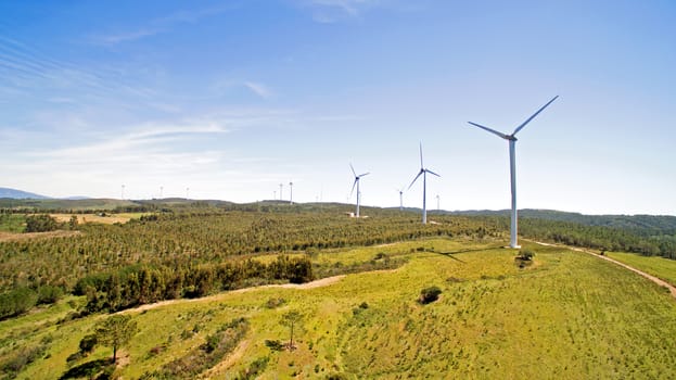 Aerial from windmills in the countryside