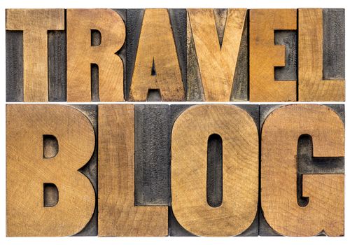 travel blog typography - isolated word abstract in letterpress wood type